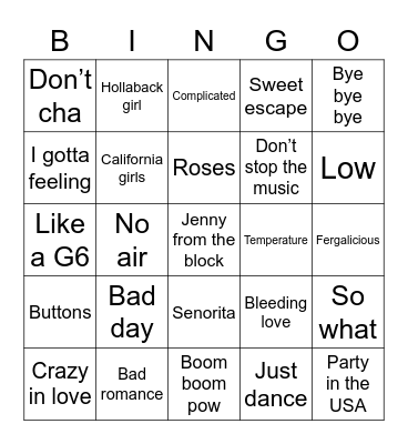 We Love the 2000s Bingo Card