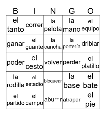 Los Deportes Bingo Card