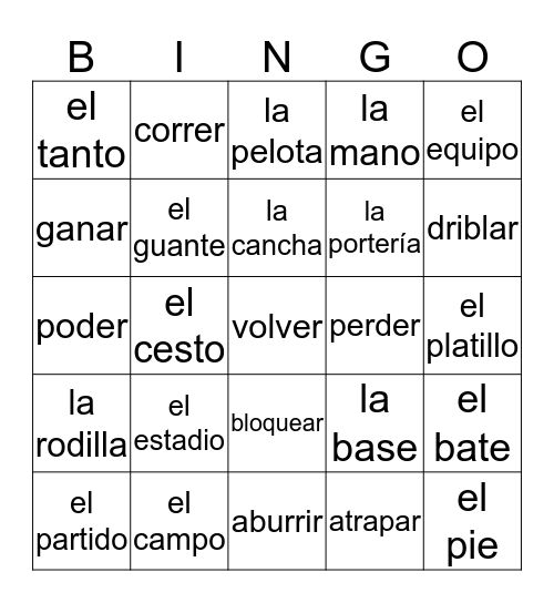 Los Deportes Bingo Card