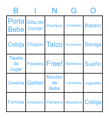 Ashely's  Baby Shower Bingo Card
