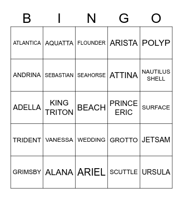 ARIEL Bingo Card