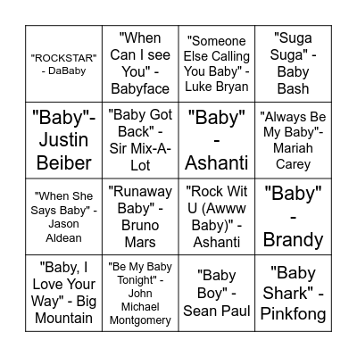 Oh Baby Bingo! Bingo Card