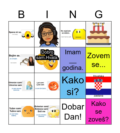 Bingo Party: Emocije i Osjećaji Bingo Card