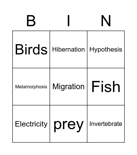 Grade 4 Science Week Bingo Card