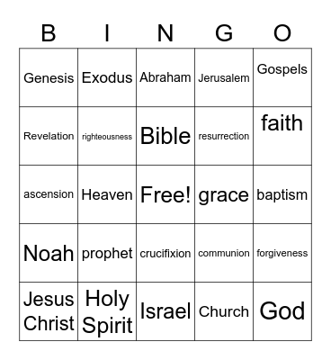 Bible Vocabulary BINGO Card