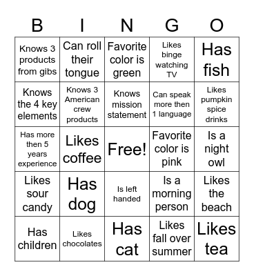 Untitled Bingo Card