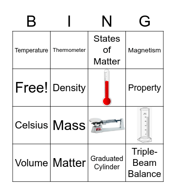 Classifying Matter Bingo Card