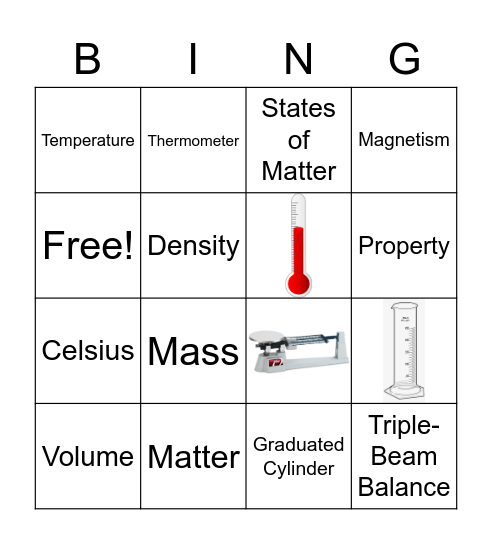 Classifying Matter Bingo Card