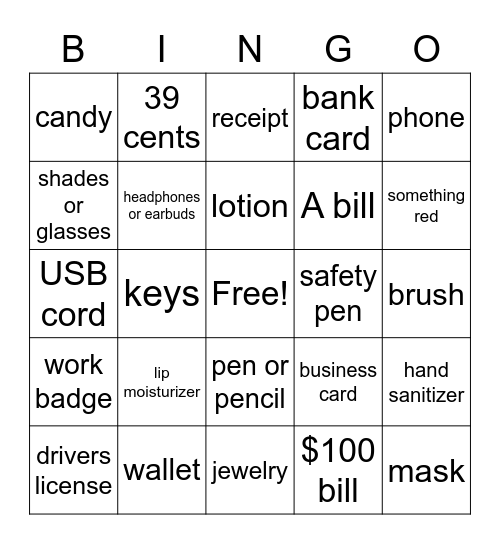 Nikkis scavenger bingo Card