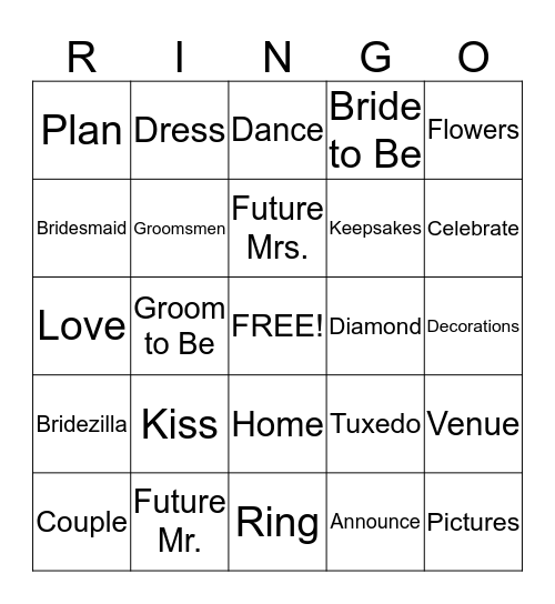 They're Engaged! Bingo Card