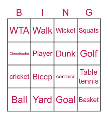 Sports Bingo Card