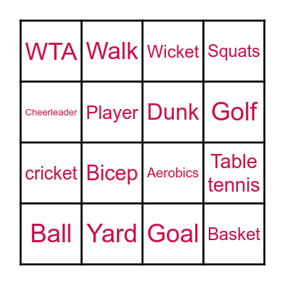 Sports Bingo Card