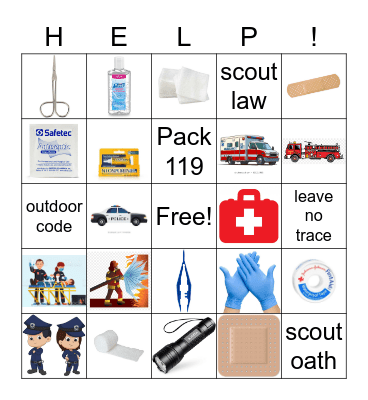 Pack 119 First Aid Bingo Card