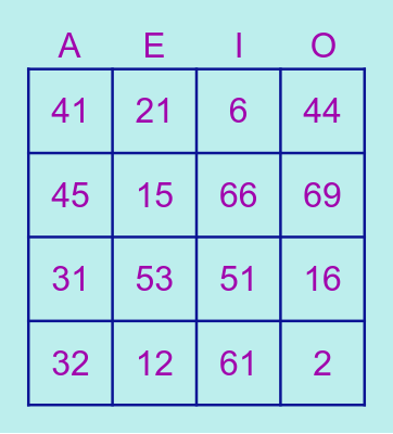 Bingo AEIOU  French 1101 Bingo Card