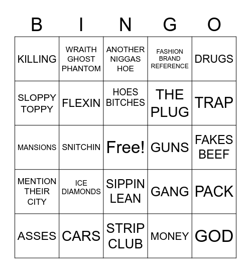 MODERN RAP Bingo Card