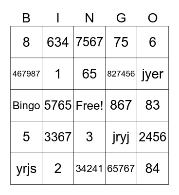 80's Music BINGO Card