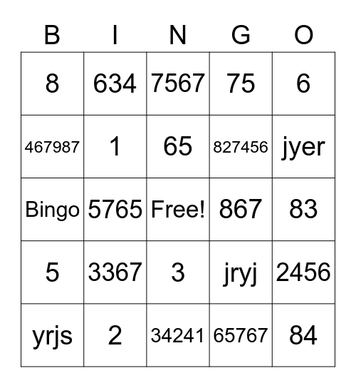 80's Music BINGO Card