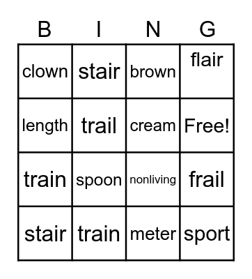 Alligator Spellers Bingo Card