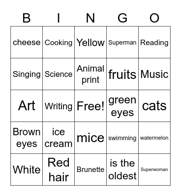 IceBreaker Bingo Card