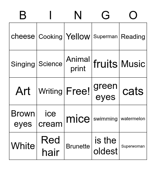 IceBreaker Bingo Card