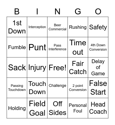 Football Bingo Card