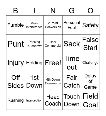 Football Bingo Card
