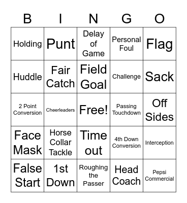 Football Bingo 2 Bingo Card