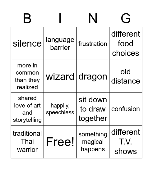 DRAWN TOGETHER BINGO Card