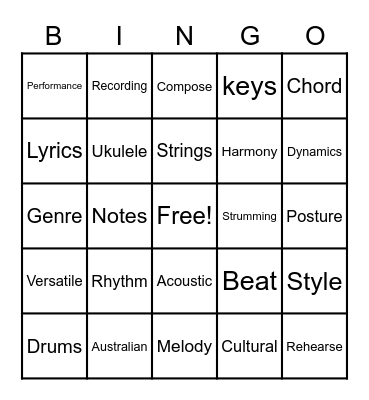 Music Bingo Card