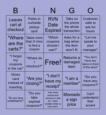 Customer Service Bingo Card