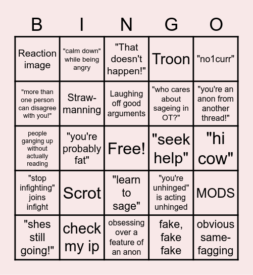 LOLCOW INFIGHT BINGO Card