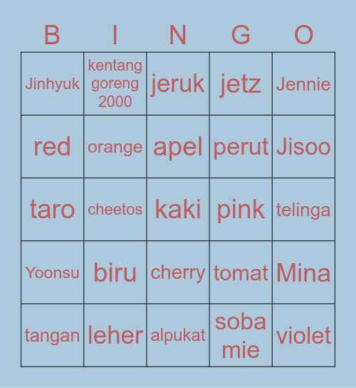 sujeong! 🌈 Bingo Card