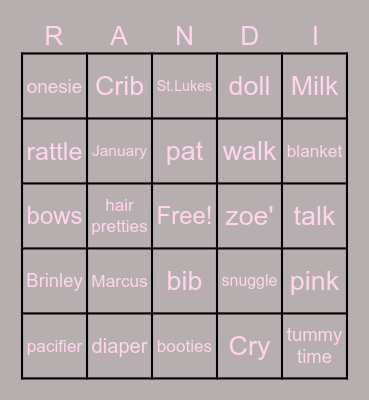 Randi's Bingo Card