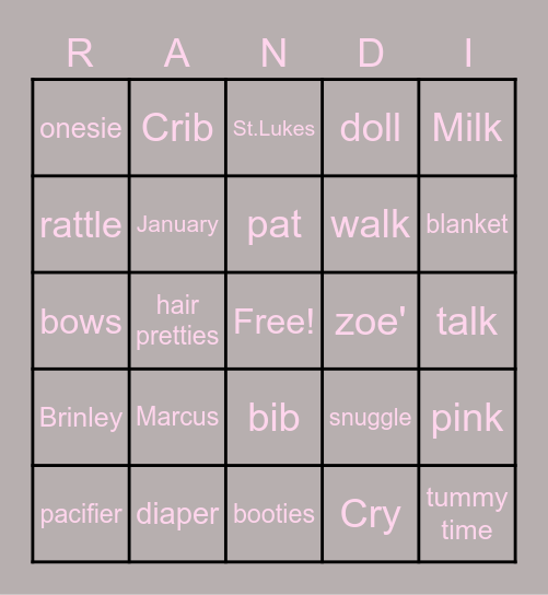 Randi's Bingo Card