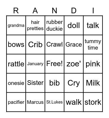 Randi's Bingo Card