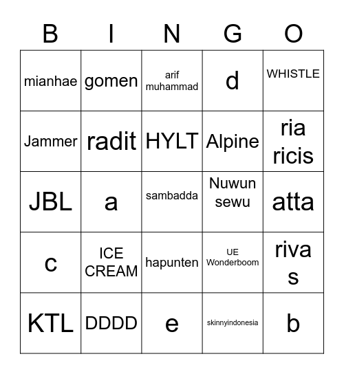DONGKYU Bingo Card