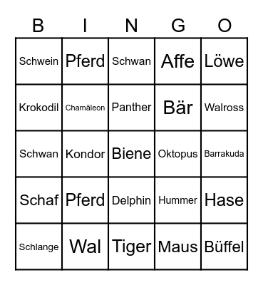Animal-Bingo Card