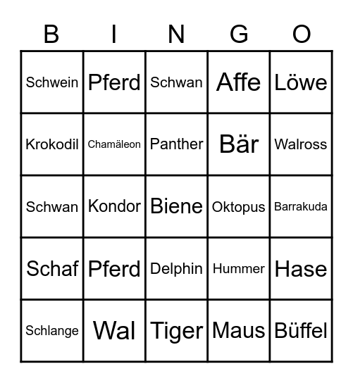 Animal-Bingo Card
