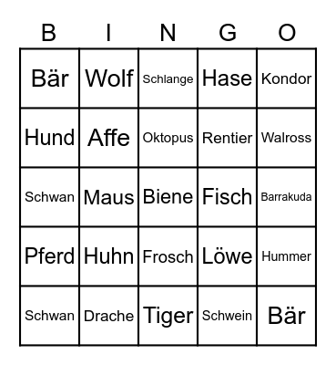 Animal-Bingo Card