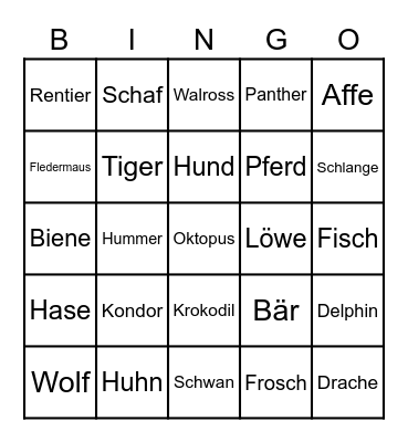 Animal-Bingo Card