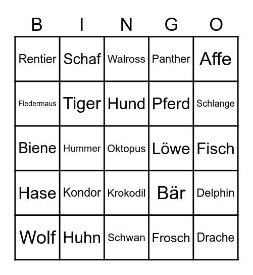 Animal-Bingo Card