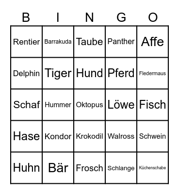 Animal-Bingo Card