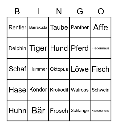Animal-Bingo Card