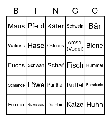 Animal-Bingo Card