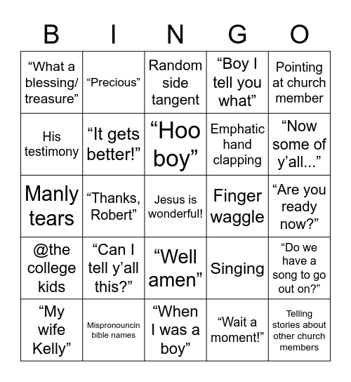 Calvin Bingo Card