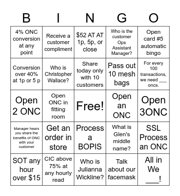 #SundayFunday Bingo Card