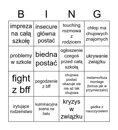 netflix trash bingo Card