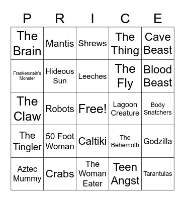 House on Haunted Hill Bingo Card