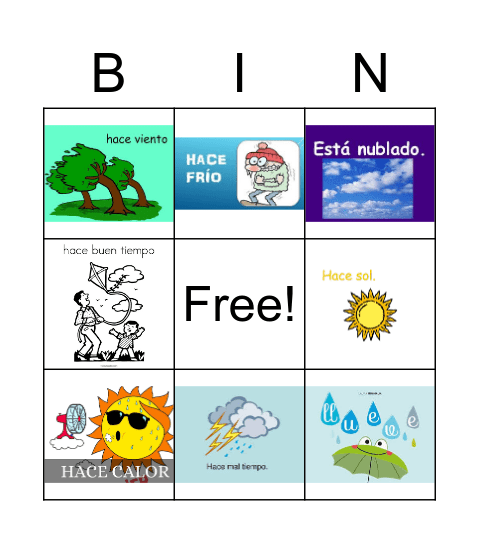 Weather Spanish Bingo Card