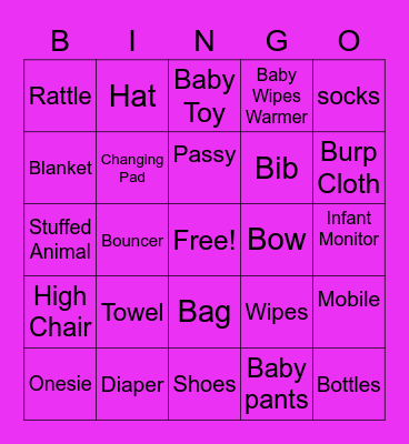 Baby Bingo Card